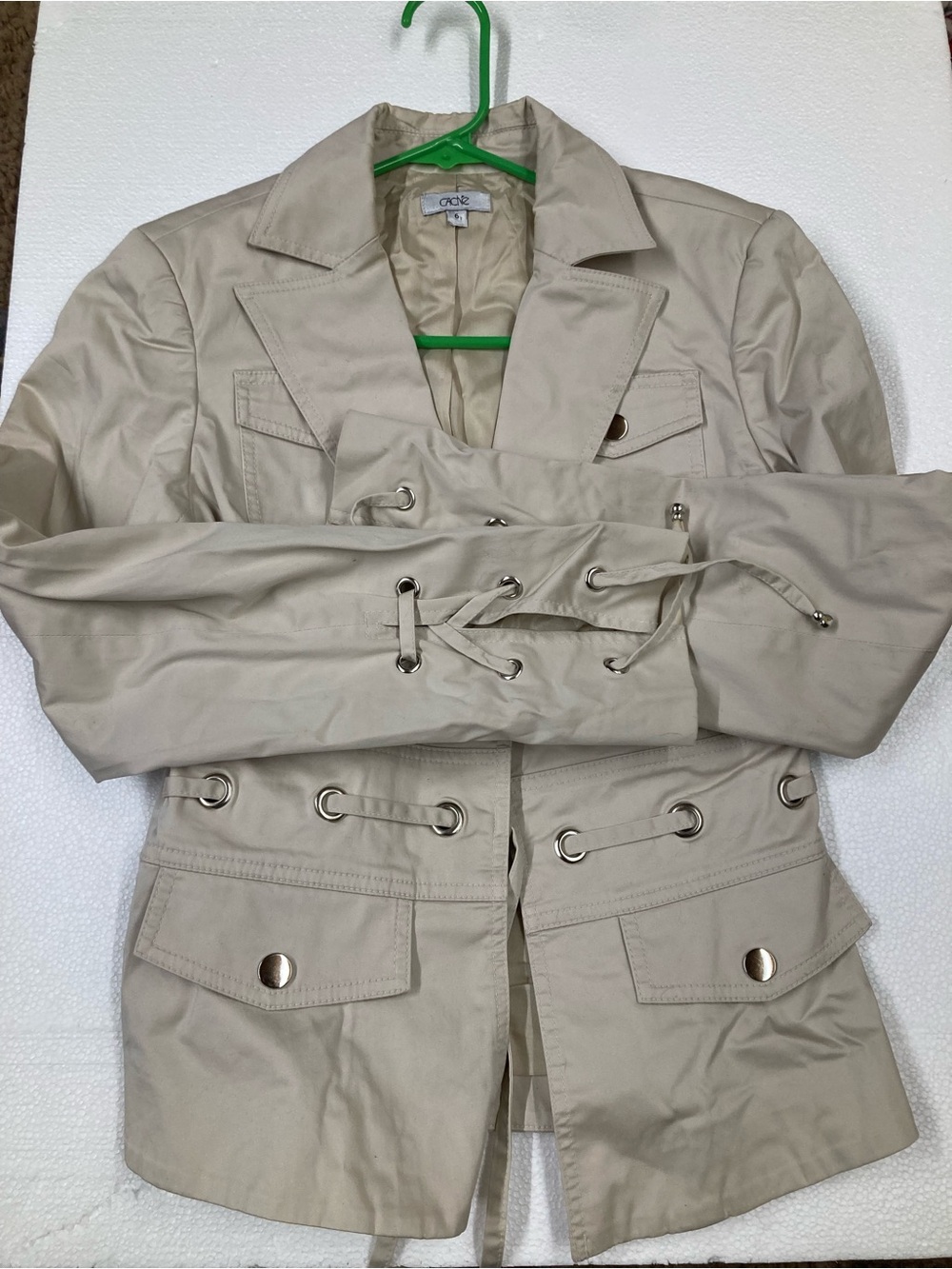 Cache Beige Lace-Up Trench Coat
